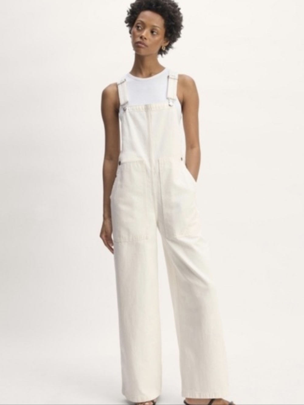 Everlane Off-White Wide-Leg Overalls